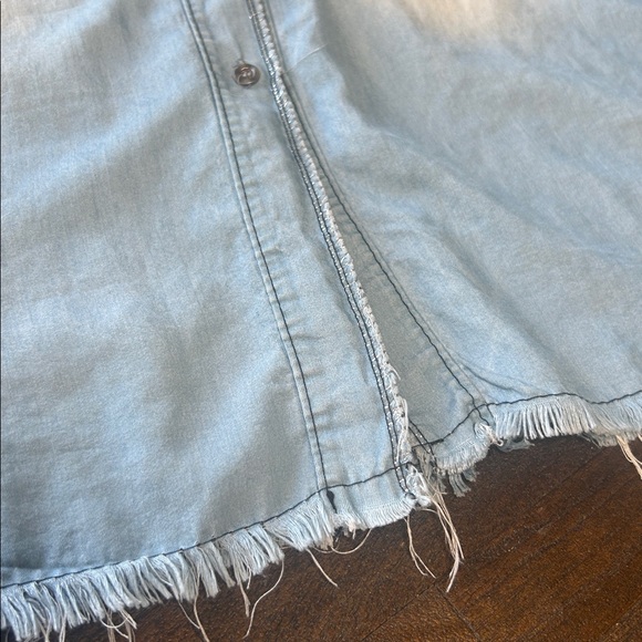 Venti6 Embellished Chambray Button Down Long Sleeved Shirt Dress - Picture 8 of 13